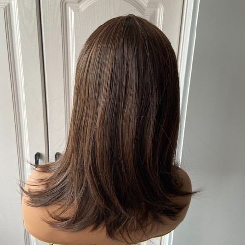 Shoulder Length Straight Dark Brown Mix Synthetic Hair Wigs Women Soft Natural - Bild 5 von 10