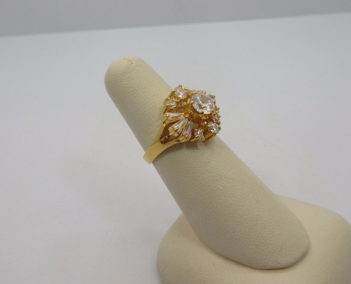 Sterling Silver round CZ cluster Anniversary Band 925 engagement RING size 7 - Picture 3 of 8
