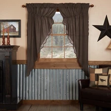 New Farmhouse Primitive TAN BLACK PRAIRIE CURTAIN Window Swags