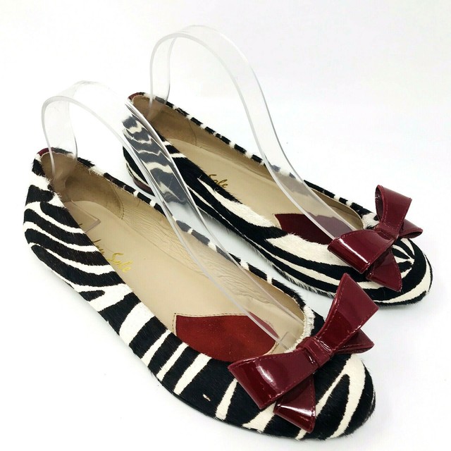 London Sole Shoes Sz 8 Zebra Print Ballet Flats Calf Hair London Sole Shoes Sz 8 Zebra Print Ballet Flats Calf Hair
