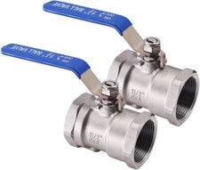1-1/2" Ball Valve, 1-piece 304 Stainless Steel, Standard Port 1000 WOG , 2 Pack