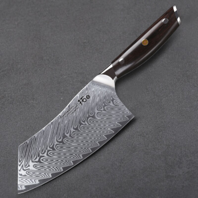 17,8cm Hackmesser Japan VG10 Damaskus Stahl Küchenmesser mit Ebenholz Griff