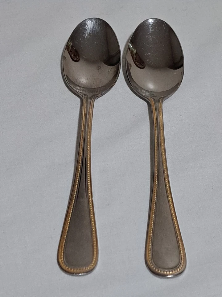 4 cucharadas sopera ovaladas INTERNATIONAL Royal Bead acento dorado cena 71/2" acero inoxidable Foto 3 de 4