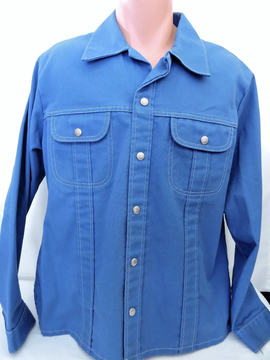 Vintage 70s Sears The Men's Store Blue Denim Jacket Shirt Sz L 42-44 Jeans Joint