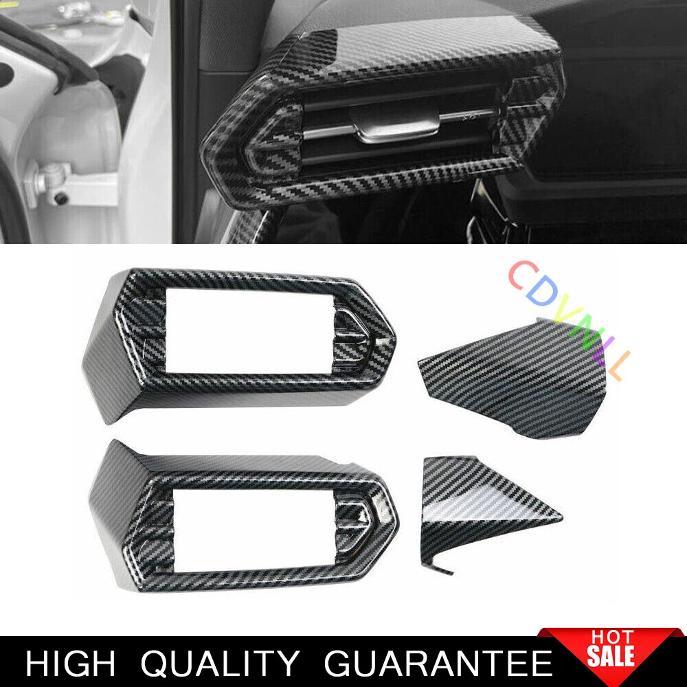 Fit For Audi A3 2022 2023 Carbon Fiber Car Console L&R Air Outlet Vent Trim 4PCS