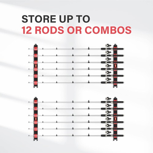 Simple Deluxe Fishing Rod Holders Wall Mounted Great Pole Holder Rack 6/12 Rods - Picture 66 of 72