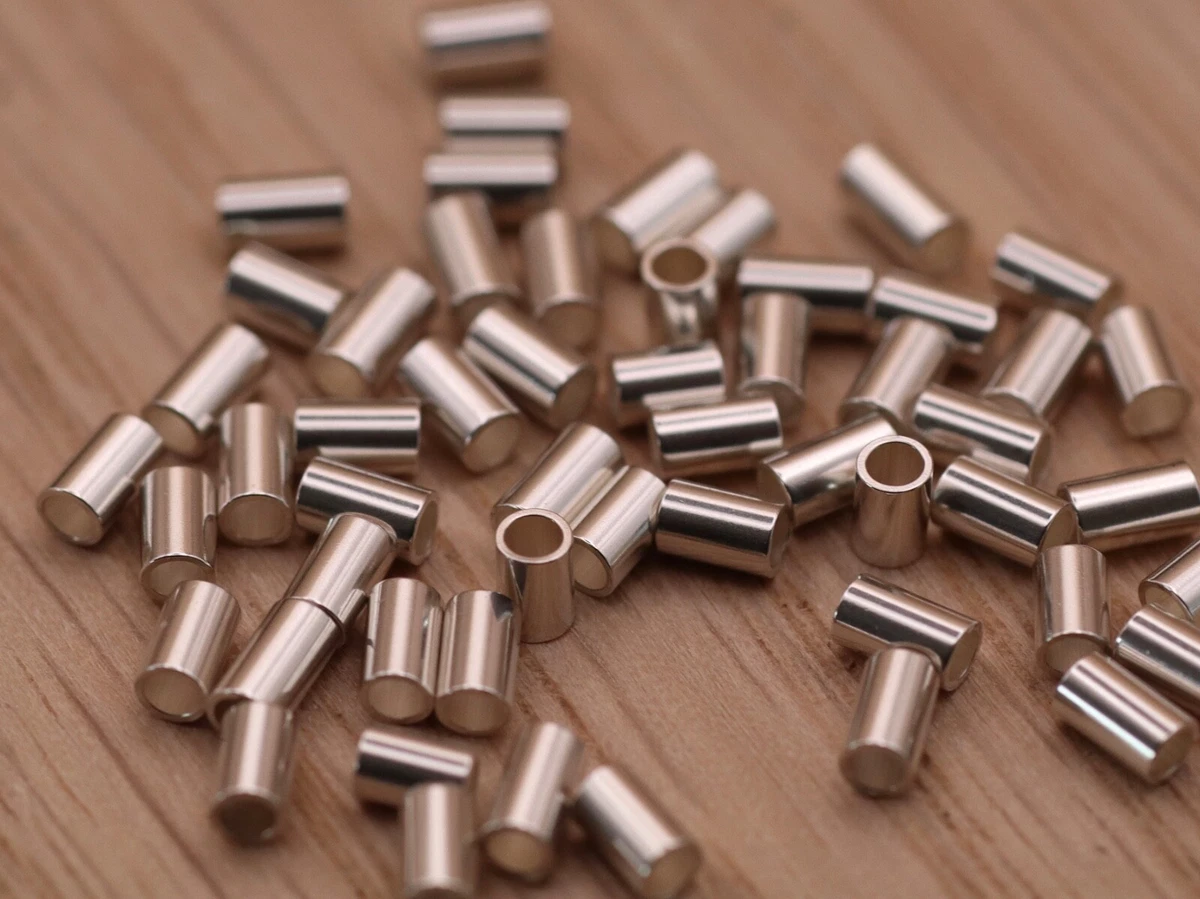 DanLingJewelry 50 pcs 925 Sterling Silver Beads Crimp Beads for Jewelry Making Findings 2mm