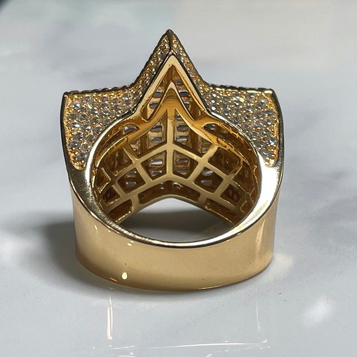925 Sterling Silver Iced Out Star Ring 14K Gold Plated / Ice Cold Drip - Picture 6 of 10