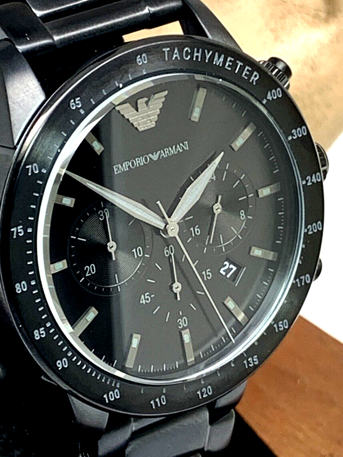 Emporio Armani Men's Watch AR11242 Quartz Chronograph Black Dial Stainless  Steel | eBay