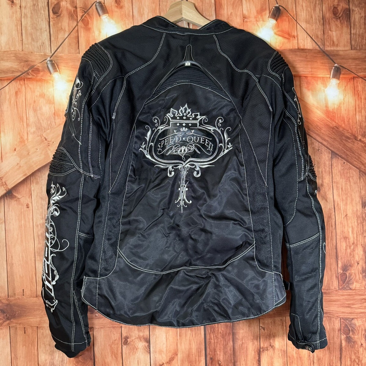 icon Women's Motorcycle Jacket XL Black Textile Embroidered