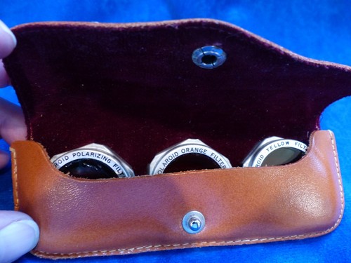 Vintage Polaroid filters in leather case, orange, yellow, and polarizing - Picture 4 of 4