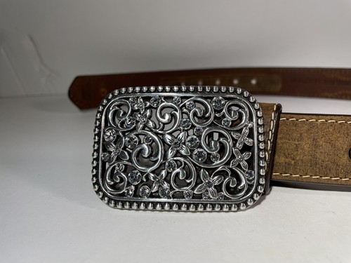 3-D DDD Jugend braun Ledergürtel silberfarben Edelstein Nieten Schnalle Gr. 20 - Bild 5 von 24