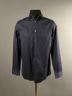 Arket Mens Navy Blue Long Sleeve Button Down Shirt Size M 48 Slim Fit