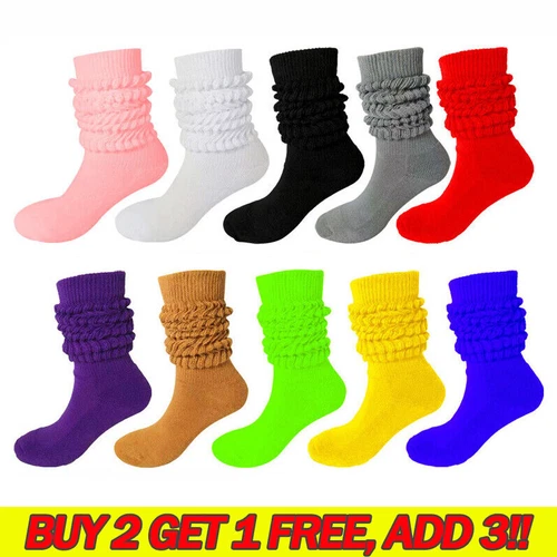 Damen Slouch Socken Baumwolle Scrunch Kniehoch Extra Lange und Schwer Socken H - Bild 1 von 35