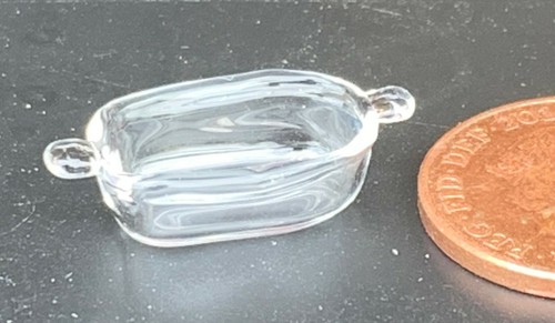 Ciotola di frutta in vetro in miniatura per casa delle bambole