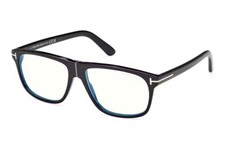 Tom Ford Square Eyeglasses FT 5978 B 001 Black Frame Blue Block Lens 56mm New