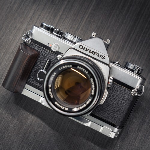 Wooden Handle Grip L Plate Alloy Baseplate fr Olympus OM2 OM1 OM-1 Camera Holder - Picture 23 of 45