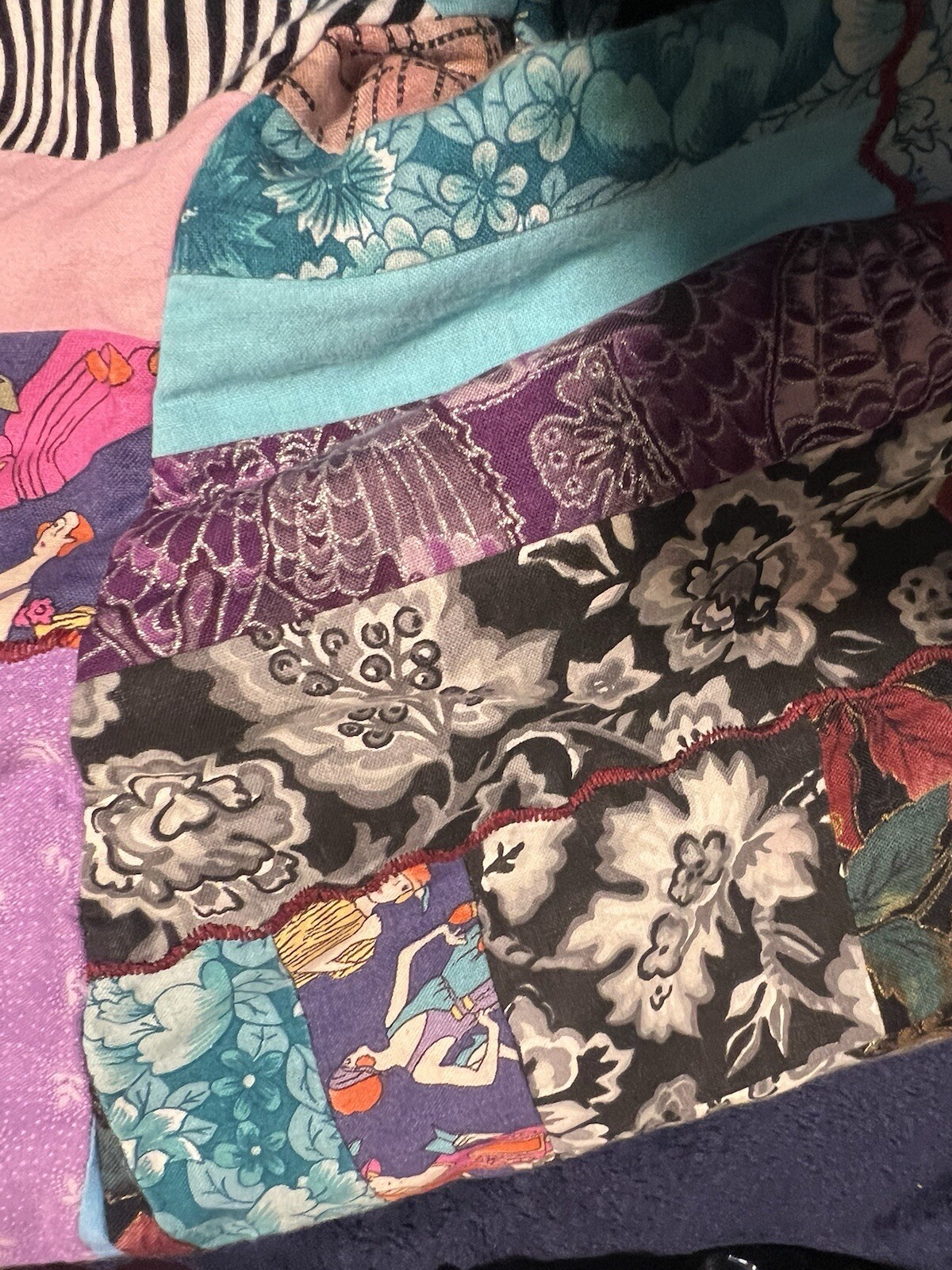 Handmade Patchwork Women’s Jacket Flowers Cats Pl… - image 10