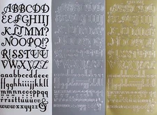 15mm Uppercase & Lowercase Alphabets Calligraphy PEEL OFF STICKERS Alphabet 