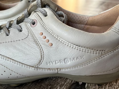 ECCO HYDROMAX GOLF SHOES WITH SPIKES WHITE PINK WOMENS SIZE 40 EXCELLENT - 第 2/10 張圖片