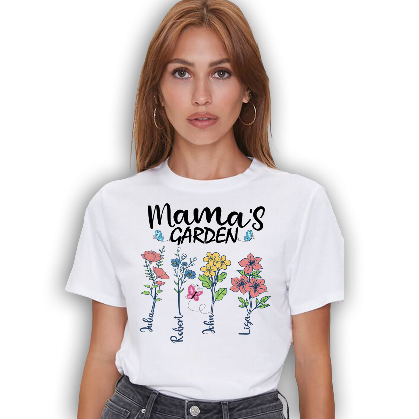 Custom Mothers Day T-shirt - Personalized Mom Gift Mama's Garden Graphic Tee