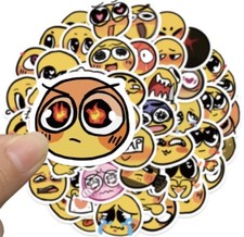 50 Emoji Sticker Pack Cartoon For Notebook Laptop Scrapbook Skateboard Gift