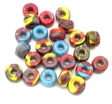 24 Vintage Bright Autumn marble multi Bohemian glass Crow African trade beads