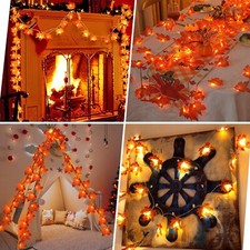 40 LED Fall Halloween Garland Maple Leaves Decorations Thanksgiving Decoration