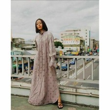 SANDRA MANSOUR x H&M Long Jacquard Weave Dress TAUPE KAFTAN sz L Fit XL* SALE!