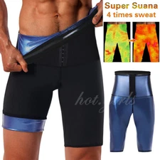Mens Sauna Pants Sweat Thermo Capris Heat Trapping Shorts Compression Gym Shaper
