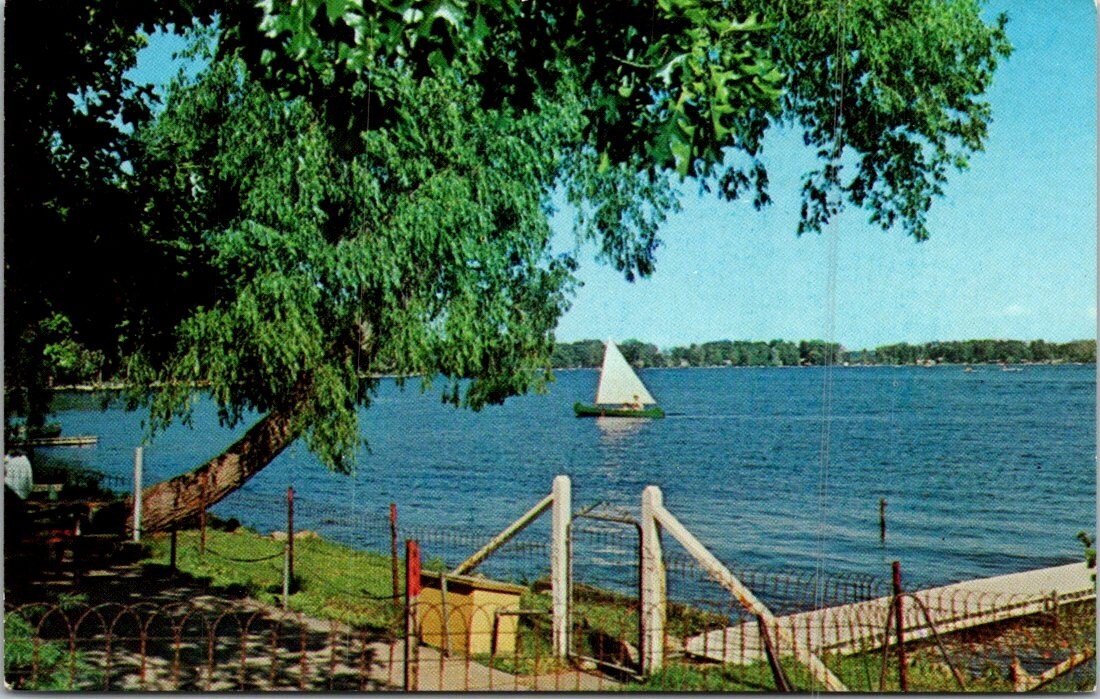 Northeast Shore Crooked Lake, Angola, Indiana IN sailboat postcard Northeast Shore Crooked Lake, Angola, Indiana IN sailboat postcard