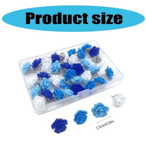 30Pcs Decorative Flower Pushpins Map Pins for Office Home, Push Pins Thumb Tacks - Picture 8 of 10