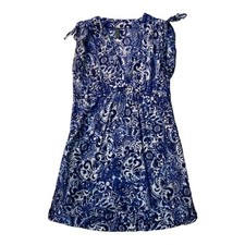 Lauren Ralph Lauren Cover Up Dress Sundress Small Batik Indigo Blue Sleeveless