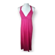 Pre-loved EUC No Boundaries Sun Dress Rose Pink Deep V Neck Maxi Summer Dress M