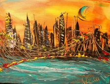 NEW YORK  LANDSCAPE   CANVAS Modern ABSTRACT  POP ART  painting  Cewef 