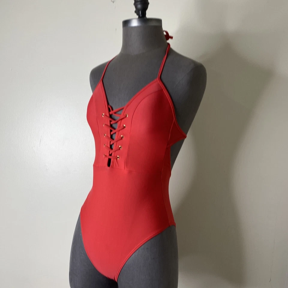 Traje de baño New Look para mujer de una pieza con cuello en V rojo sexy 6 EE. UU. 10 UK 38 UE  Foto 4 de 4