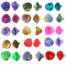 12 Three Petal Czech Glass Flower Beads 12MM Opaque & Transparent Colors 