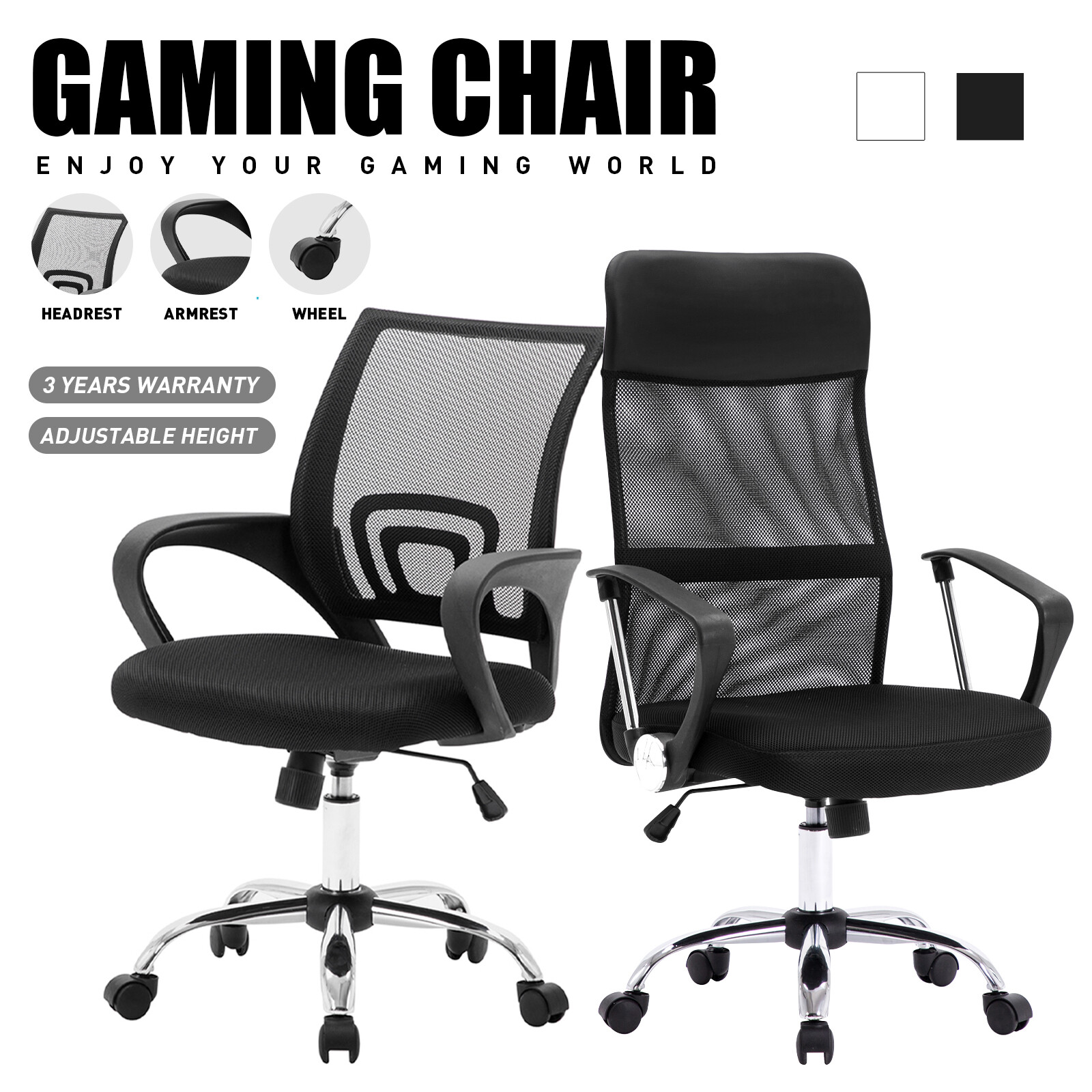 white adjustable height desk chair