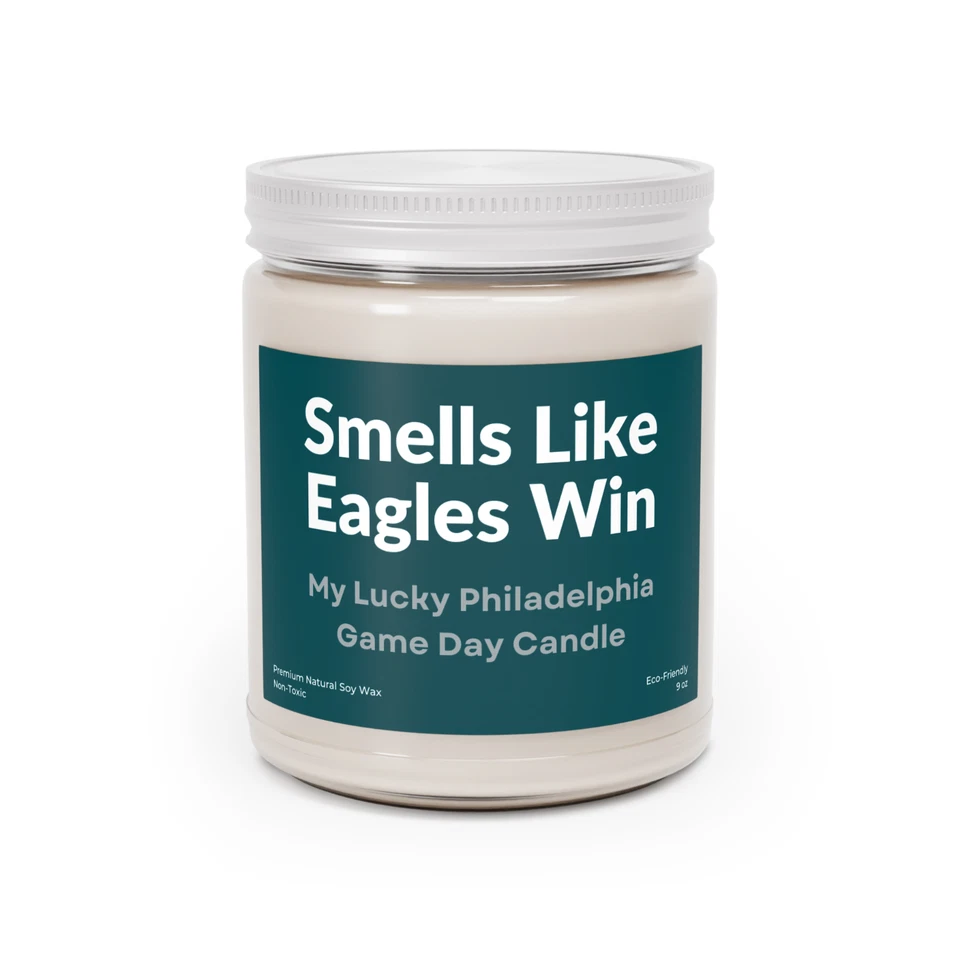 Customizable Philadelphia Eagles Win Premium Scented Candle 9 oz Football Decor - Image 4 of 4