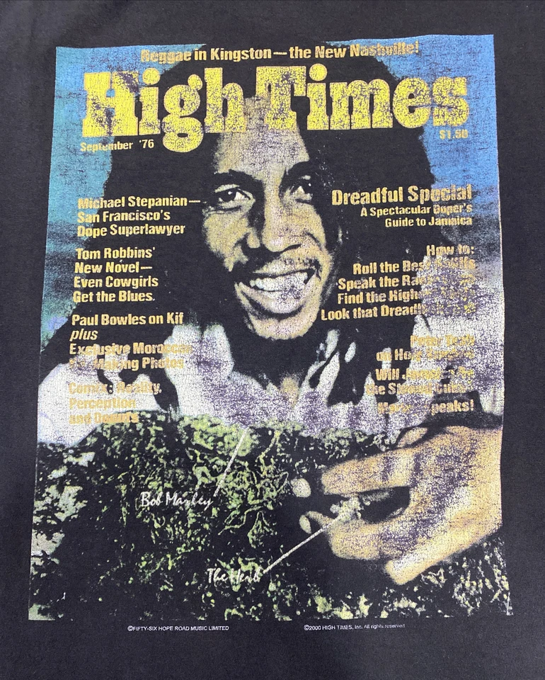 Camisa de raggae vintage Zion Rootswear Bob Marley X High Times tamanho grande 2000 Y2K - Imagem 2 de 4