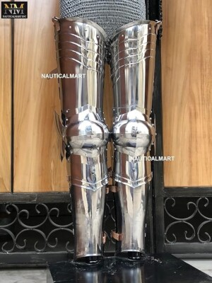#ad Vintage Medieval Knight Wearable Full Leg Armor Set Steel Greaves For Cosplay $169.00