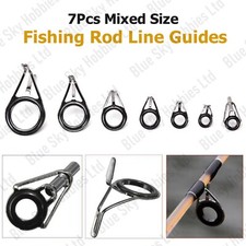 7 Pcs Fishing Rod Pole Repair Kit Mixed Size Top Rings Line Guides Eyes - UK