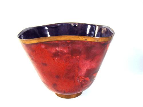 Unique Copper Enamel Bowl Vase Vessel Emaille Gio Ponti Era, Italy vintage 1950s - Picture 3 of 9