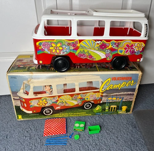 VTG 1970s Barbie Volkswagon VW Camper Hippie Van w/ Original Box