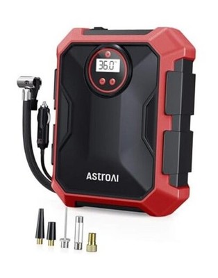 12V DC Auto Accessory - Portable Air Compressor & Tire Inflator - LED Red