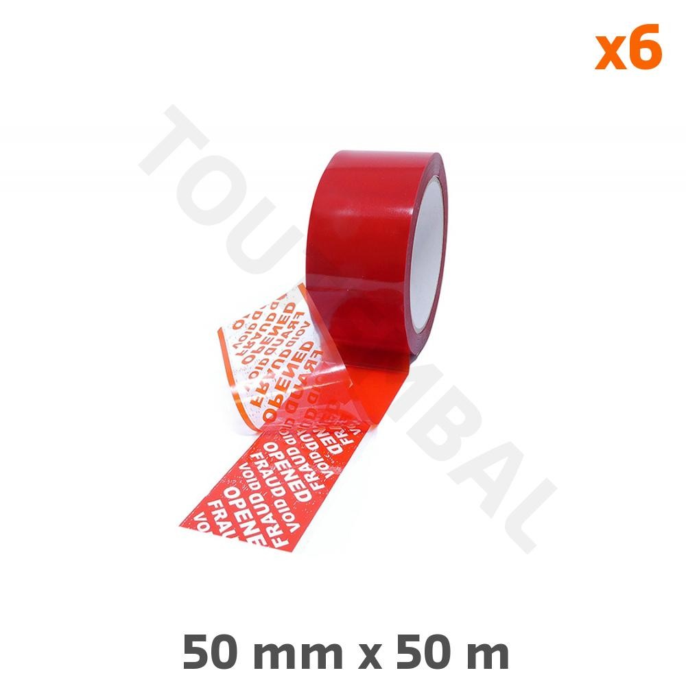 Ruban adhésif de sécurité rouge 50mm x 50m pour colis sécurisés