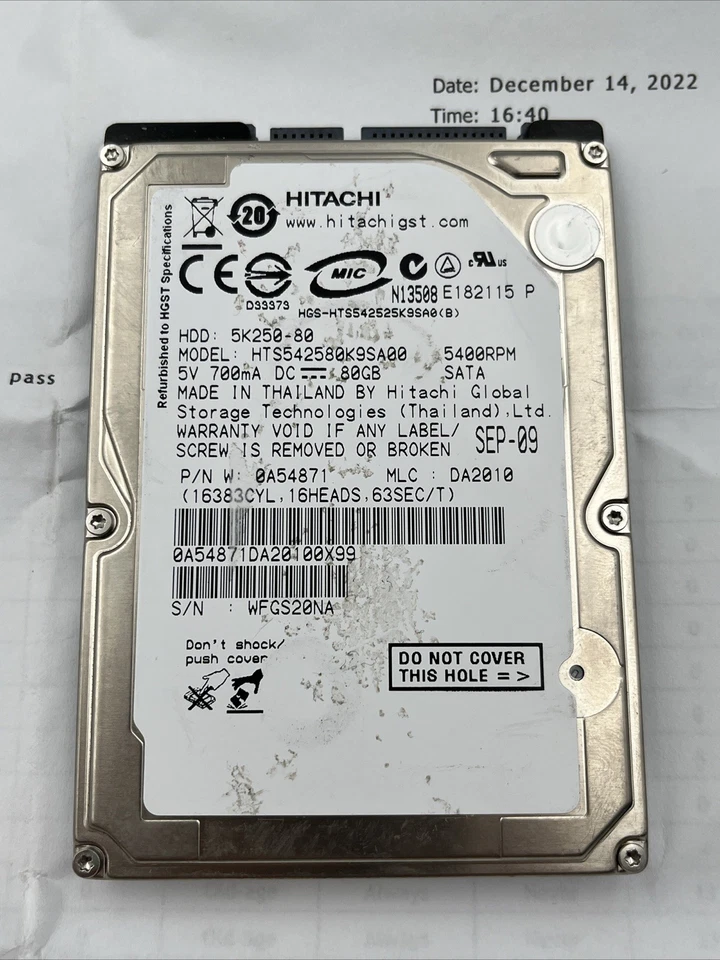 *Hitachi HTS542580K9SA00 80GB SATA 2.5" HDD Hard Drive - Sony PS3, Laptop - Image 2 of 4