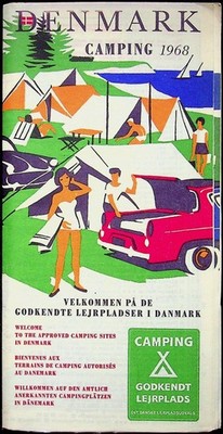 1968 Denmark Camping Travel Brochure Vtg Tourist Guide Folded Pamphlet