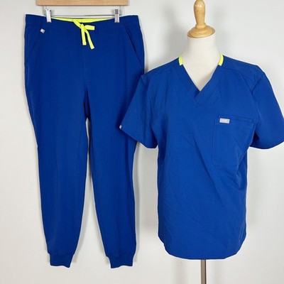 Figs 2 Piece Scrub Set Blue Top (Medium) & Jogger Pants (Large) Men s