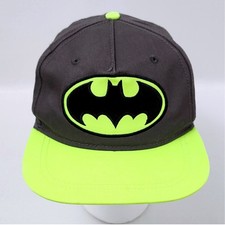 Batman Snapback Hat Youth OSFM Gray Neon Green Cap DC Comics Superhero Movie